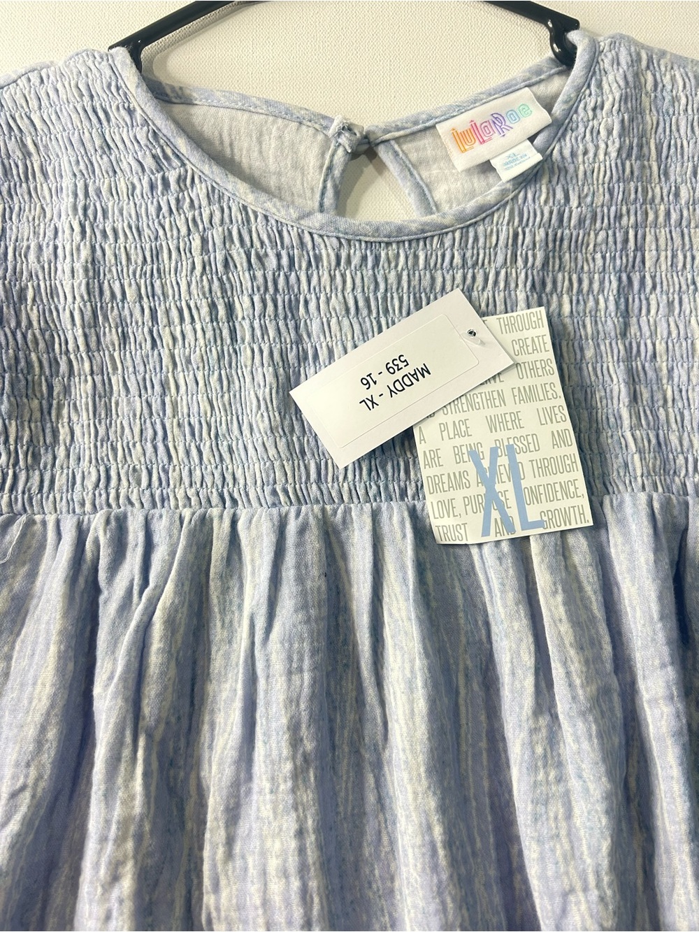 NWT Lularoe XL Maddy Light Blue Flutter Short Sleeve Top - Picture 2 of 7